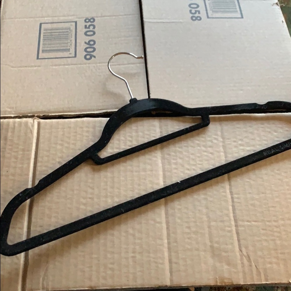 SOLD Box of black velvet hangers
